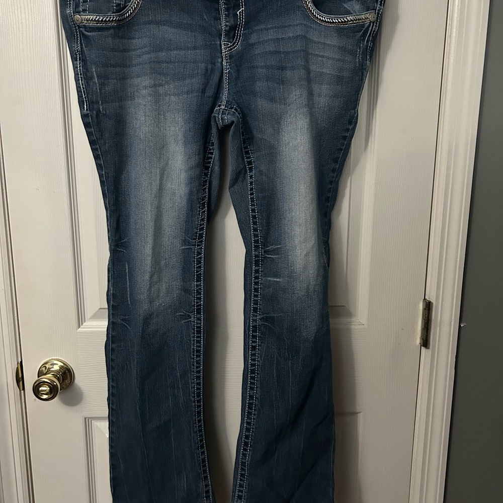 Amethyst Jeans Distressed Dark Blue Boot Cut